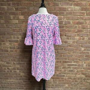 Aryeh Women’s Pink & Blue Quarter Flutter Sleeve Dress Sz Large